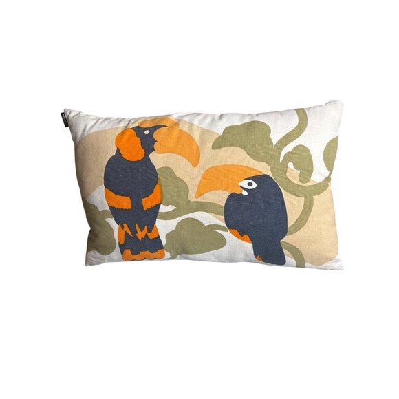 Marimekko Pillow Cover and Pillow 14.5"‎ X 23" Parrot Colorful Cotton Linen Zip - Picture 4 of 8